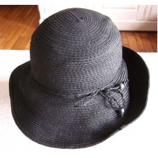 PRESTON OF YORK black straw hat 1980s women’s church sun shade cap  eb-59369511